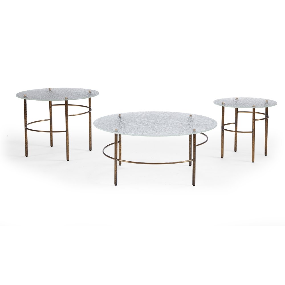 Trio de tables basses en verre bullé | L'Empreinte - Tables basses