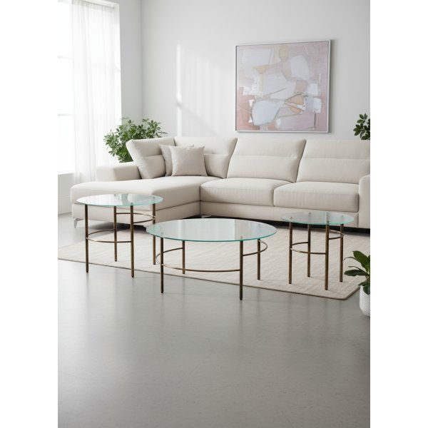 Trio de tables basses en verre bullé | L'Empreinte - Tables basses