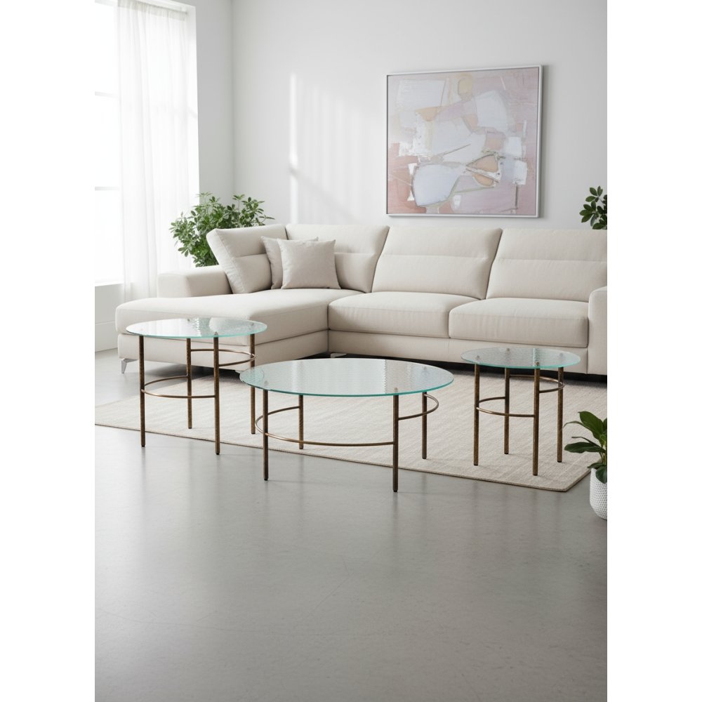 Trio de tables basses en verre bullé | L'Empreinte - Tables basses