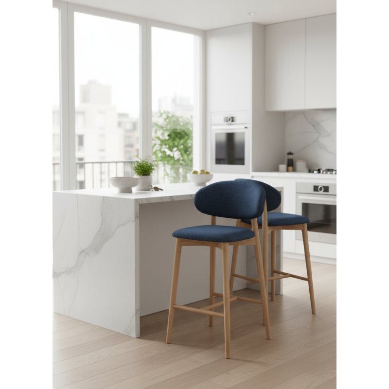 Tabouret Jaspe Naturel & Bleu