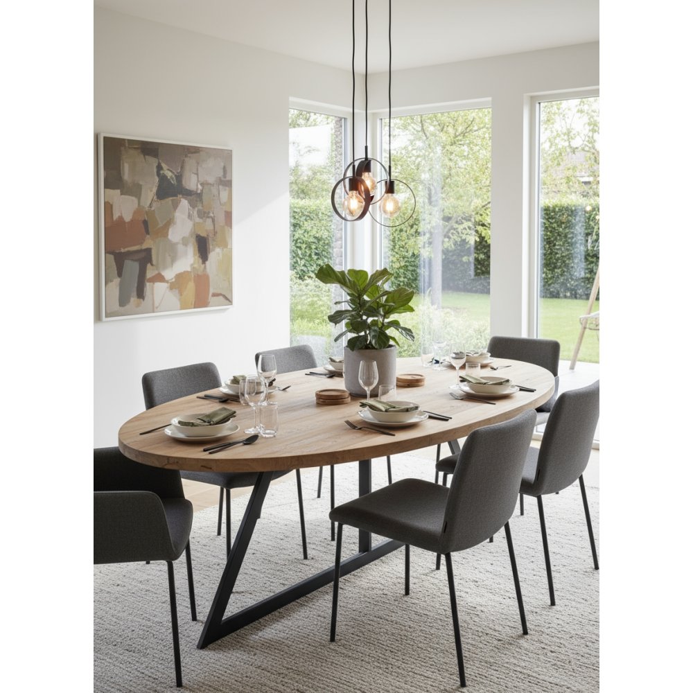 Table ovale Arya pied équerre | L'Empreinte - Tables à manger