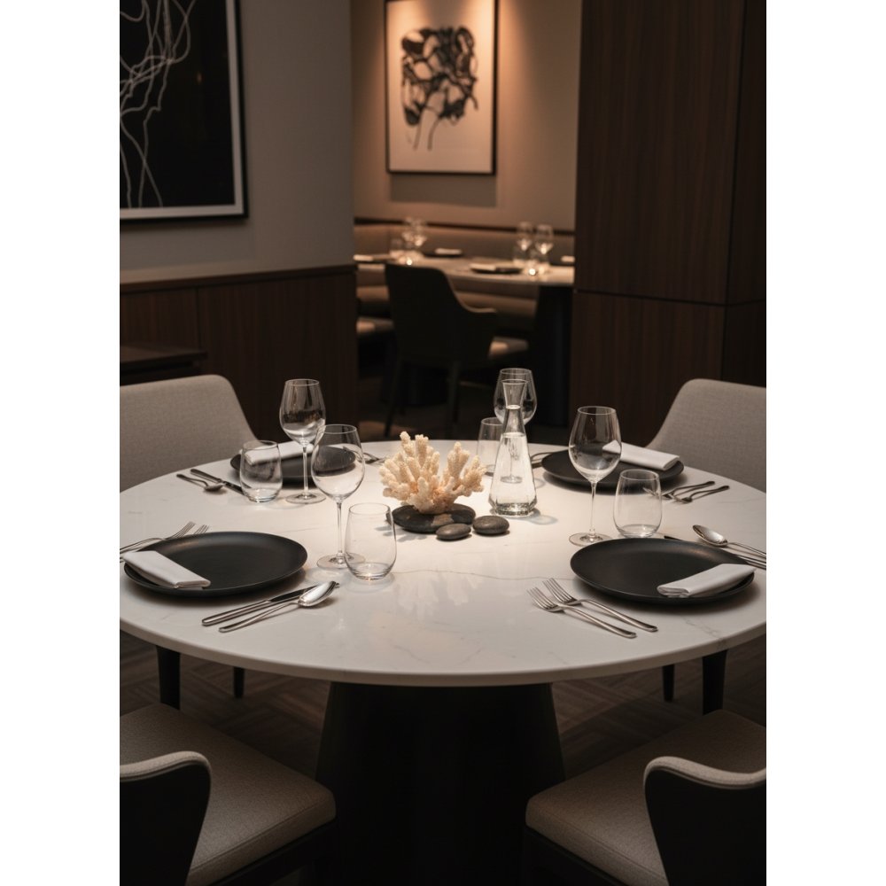 Plateau de table rond marbre artificiel |  - Plateaux de table