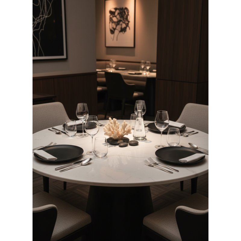 Plateau de table rond marbre artificiel