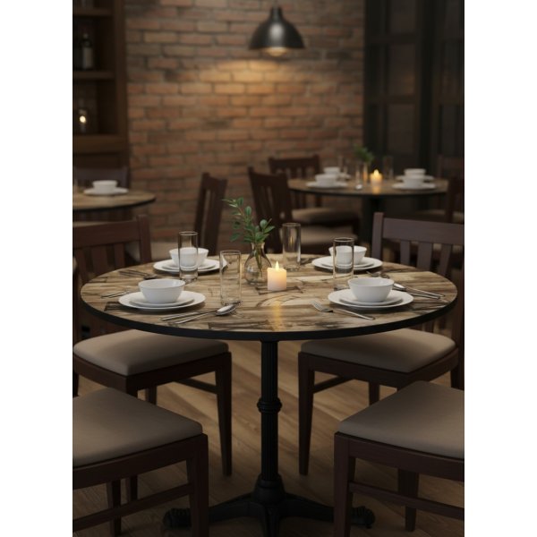 Plateau de table rond mélamine |  - Plateaux de table